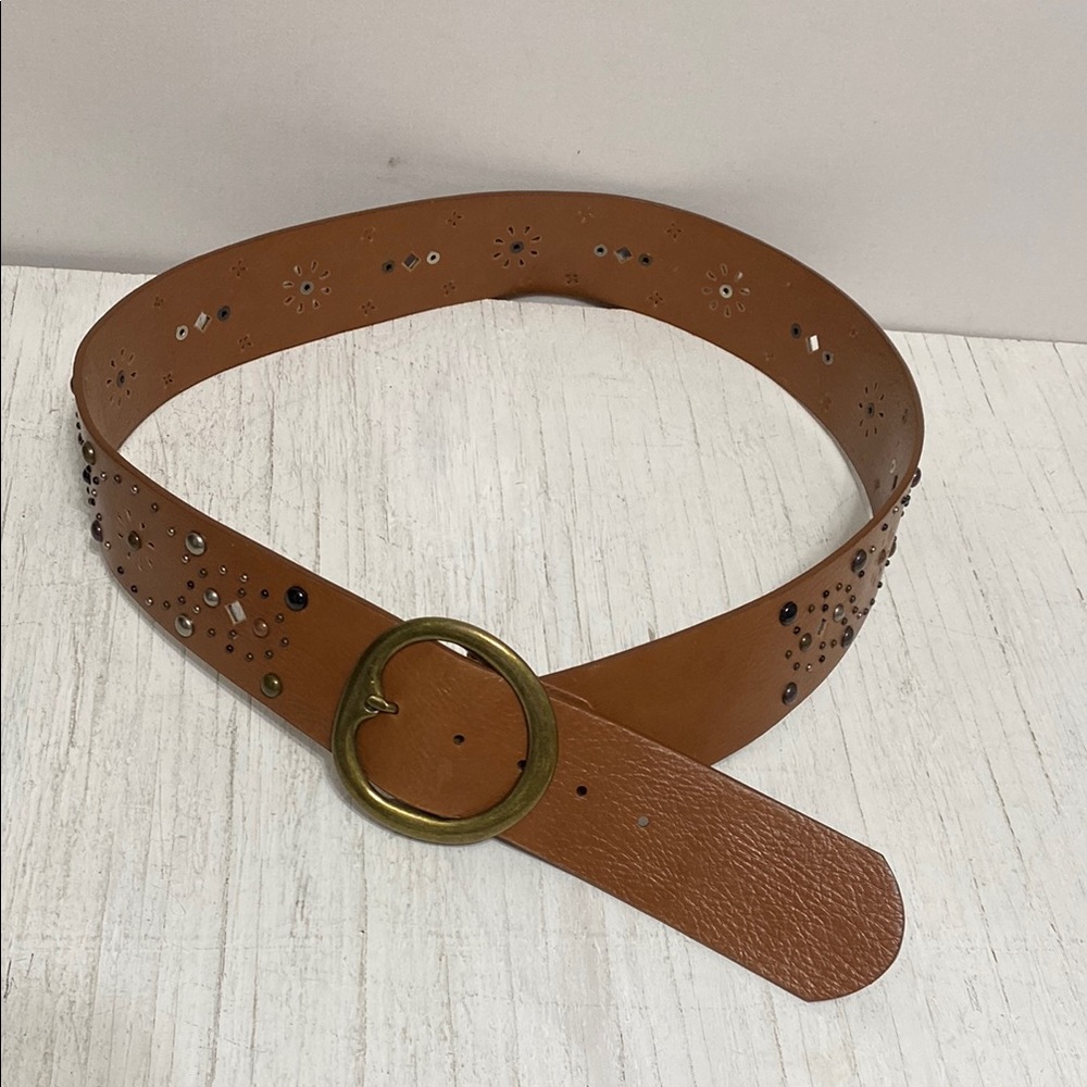 LAST CALL! Jessica Simpson Wide Studded Belt with brass tone buckle NWT